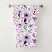 Elegant Pink and Purple Flower Pattern バスタオルセット (インサイチュ)