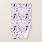 Elegant Pink and Purple Flower Pattern バスタオルセット (ハンドタオル)