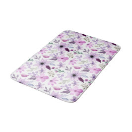 Elegant Pink and Purple Flower Pattern バスマット