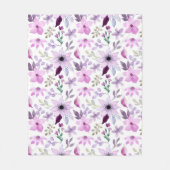 Elegant Pink and Purple Flower Pattern フリースブランケット (正面)