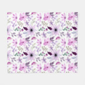Elegant Pink and Purple Flower Pattern フリースブランケット (正面(横))