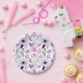 Elegant Pink and Purple Flower Pattern ペーパープレート (パーティー)