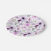 Elegant Pink and Purple Flower Pattern ペーパープレート (アングル)