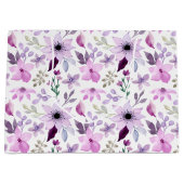 Elegant Pink and Purple Flower Pattern ラージペーパーバッグ (正面)