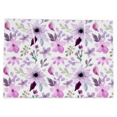 Elegant Pink and Purple Flower Pattern ラージペーパーバッグ (裏面)