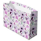 Elegant Pink and Purple Flower Pattern ラージペーパーバッグ (裏面アングル)