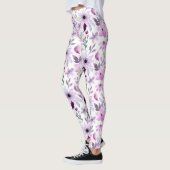 Elegant Pink and Purple Flower Pattern レギンス (左)