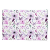 Elegant Pink and Purple Flower Pattern 枕カバー (裏面-左)