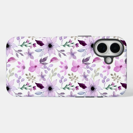 Elegant Pink and Purple Flower Pattern Case-Mate iPhoneケース (裏面 (横))