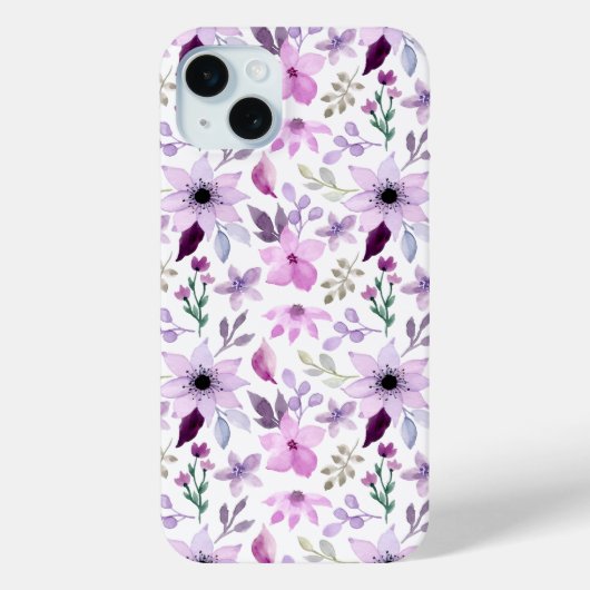 Elegant Pink and Purple Flower Pattern Case-Mate iPhoneケース (裏面)