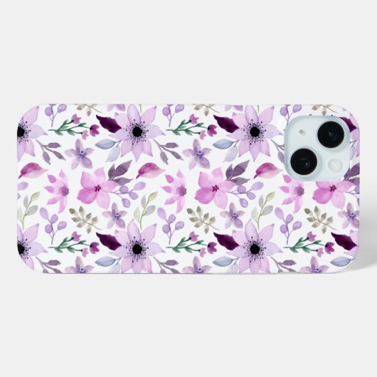 Elegant Pink and Purple Flower Pattern Case-Mate iPhoneケース (裏面 (横))