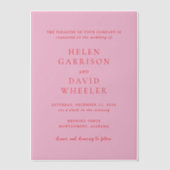 Elegant Pink and Red Classic Wedding ベラム紙招待状 (正面)