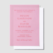 Elegant Pink and Red Classic Wedding ベラム紙招待状 (オフセット)