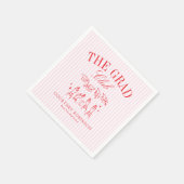 Elegant Pink and Red Grad Club Graduation スタンダードカクテルナプキン (角)