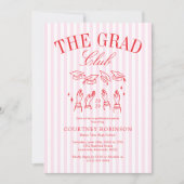 Elegant Pink and Red Grad Club Graduation 招待状 (正面)