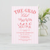 Elegant Pink and Red Grad Club Graduation 招待状 (スタンド正面)