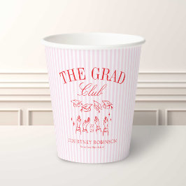 Elegant Pink and Red Grad Club Graduation 紙コップ