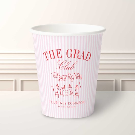 Elegant Pink and Red Grad Club Graduation 紙コップ