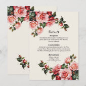 Elegant pink and red roses floral wedding エンクロージャーカード (正面/裏面)