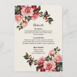 Elegant pink and red roses floral wedding エンクロージャーカード