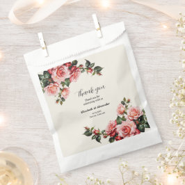 Elegant pink and red roses floral wedding フェイバーバッグ