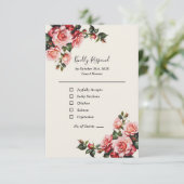 Elegant pink and red roses floral wedding 出欠カード (スタンド正面)