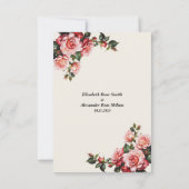 Elegant pink and red roses floral wedding 出欠カード (裏面)