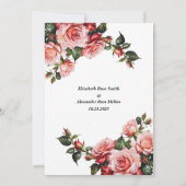 Elegant pink and red roses floral wedding 招待状 (裏面)