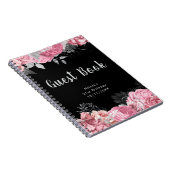 Elegant Pink and Silver Flower Birthday Guest Book ノートブック (右側)