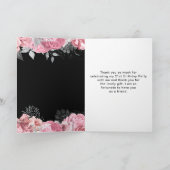 Elegant Pink and Silver Flowers Birthday Party サンキューカード (内部)