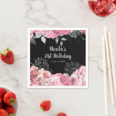 Elegant Pink and Silver Flowers Birthday Party スタンダードカクテルナプキン (インサイチュ)