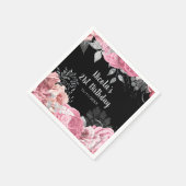 Elegant Pink and Silver Flowers Birthday Party スタンダードカクテルナプキン (角)