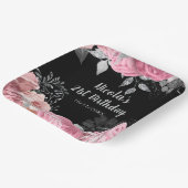 Elegant Pink and Silver Flowers Birthday Party ペーパープレート (傾斜あり)