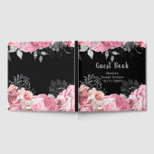 Elegant Pink and Silver Flowers Sweet Sixteen ゲストブック (全面)