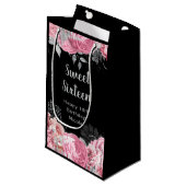 Elegant Pink and Silver Flowers Sweet Sixteen  スモールペーパーバッグ (正面アングル)