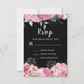 Elegant Pink and Silver Flowers Sweet Sixteen 出欠カード (正面)