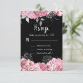 Elegant Pink and Silver Flowers Sweet Sixteen 出欠カード (スタンド正面)