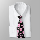 Elegant Pink and White Roses Neck Tie ネクタイ (タイ)