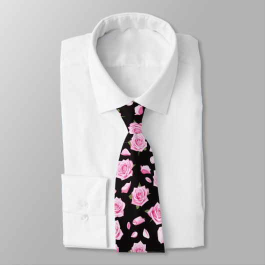 Elegant Pink and White Roses Neck Tie ネクタイ (タイ)