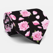Elegant Pink and White Roses Neck Tie ネクタイ (ロール)