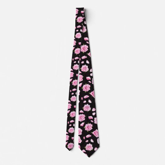 Elegant Pink and White Roses Neck Tie ネクタイ (裏面)