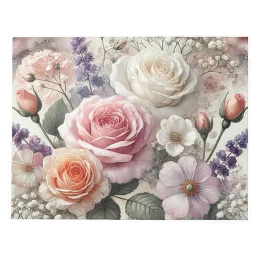 Elegant Pink and White Roses Notepad ノートパッド (正面)