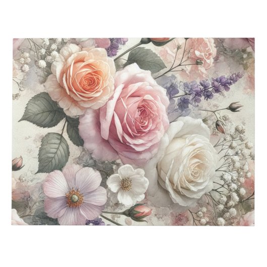 Elegant Pink and White Roses Notepad ノートパッド (正面)
