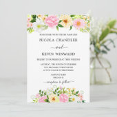 Elegant Pink and Yellow Floral Wedding 招待状 (スタンド正面)