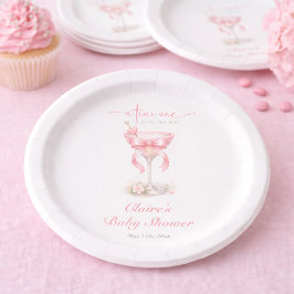 Elegant Pink Baby Girl Tini One Baby Shower     ペーパープレート