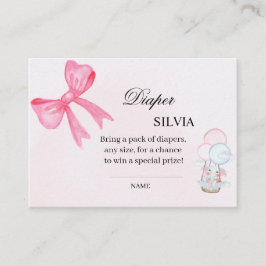 Elegant Pink Baby Shower Diaper Raffle Card – Girl エンクロージャーカード