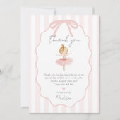 Elegant Pink Ballerina Ballet Birthday Party サンキューカード (正面)