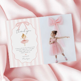 Elegant Pink Ballerina Ballet Birthday Photo サンキューカード