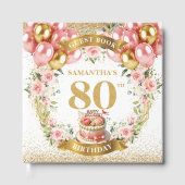 Elegant Pink Balloons 80th Birthday Guest Book ゲストブック (正面)