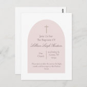 Elegant Pink Baptism Invitation | Minimalist Girl  ポストカード (正面/裏面)